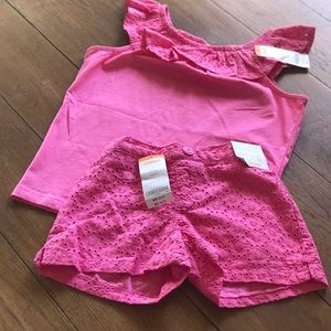 NWT Beautiful Gymboree pink eyelet Girls Set Sz 7